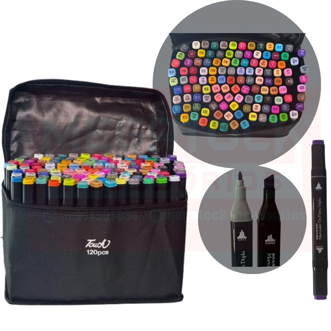 Conjunto De Canetas Artisticas C/ Pontas Duplas 120PÇS KR-H120 (LJ)*